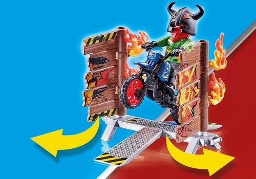 cumpără Mașină Playmobil PM70553 Stunt Show Motocross with Fiery Wall în Chișinău 