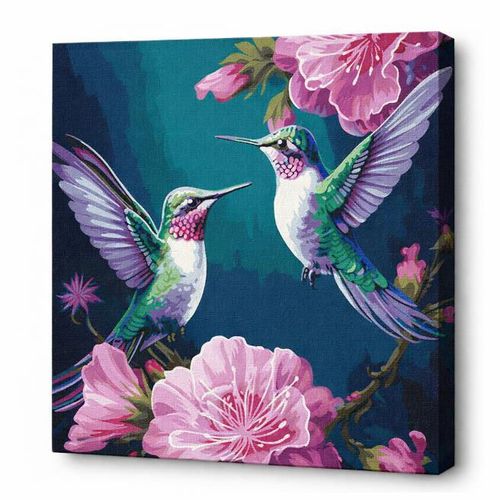 cumpără Tablou pe numere Ideyka KHO6582 40x40cm Eco, Pasari de poveste cu vopsele metalice în Chișinău 