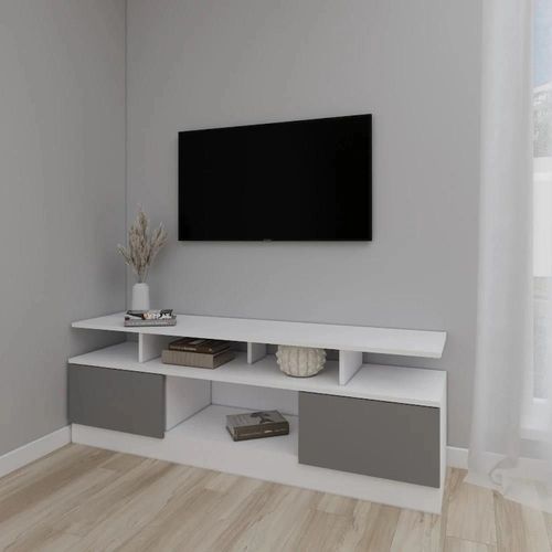 cumpără Comodă TV Smartex (16545) Т9 200cm TV Alb+Grafit în Chișinău 