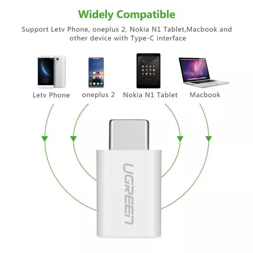 купить Адаптер для мобильных устройств Ugreen 30154 USB-C to Micro USB Adapter, White в Кишинёве 