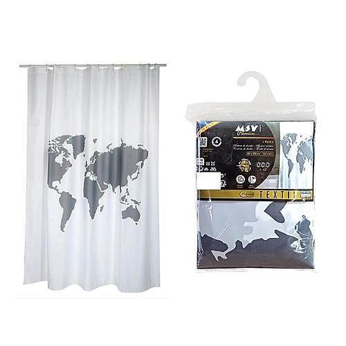 купить Занавеска для ванной MSV 49915 World 180X200cm, MSV Premium в Кишинёве 