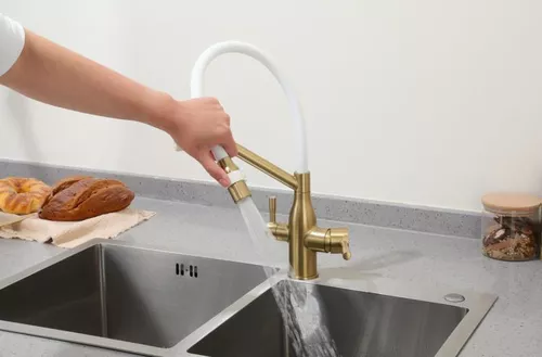 cumpără Bateria bucătărie Frap F 4397-3 (chiuveta plus flexibil) Alama GOLD în Chișinău 