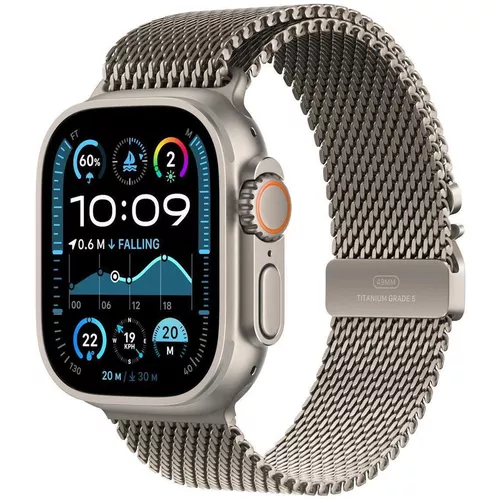 купить Смарт часы Apple Watch Ultra 2 2024 GPS + Cellular 49mm Natural Titanium Case with Natural Titanium Milanese Loop - S MX4M3 в Кишинёве 