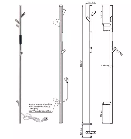 купить Полотенцесушитель Bemeta Vertex H1180 Chrome 30W 704151011 в Кишинёве 