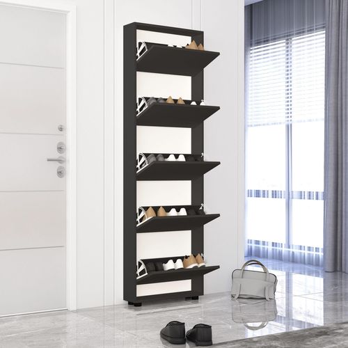 купить Полка для обуви Mobildor-Lux Leo Slim 70x16x203H cm Anthracite в Кишинёве 