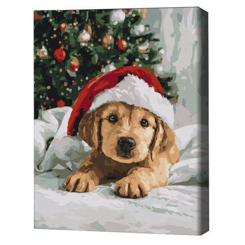 купить Картина по номерам BrushMe BS54505FC 40x50cm (fără cutie) Prieten pufos de Crăciun в Кишинёве 