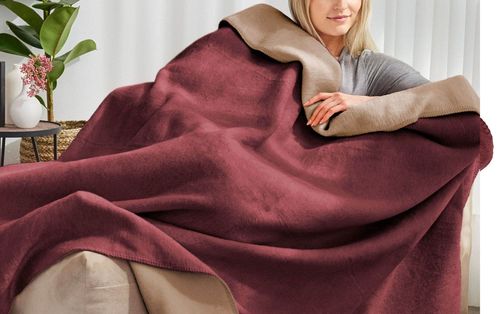 cumpără Textile de casă Ibena 2340/490 Uni Decke Double Face Dublin Burgundy/light brown în Chișinău 