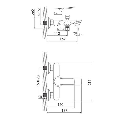 IMPRESE KUCERA смеситель для ванны, хром, 35 мм (ванная комната) 