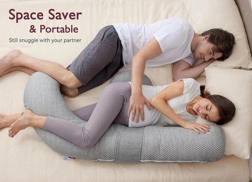 купить Подушка для мам Momcozy PP006-GR00NB-C Perna pentru maternitate in forma F Air Layer Grey в Кишинёве 