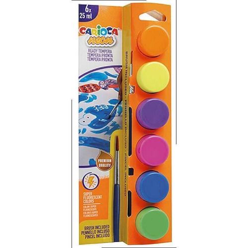 cumpără Set de creație Promstore 52723 Acuarele tempera Carioca Neon 6culX25ml + pensula pe blister în Chișinău 