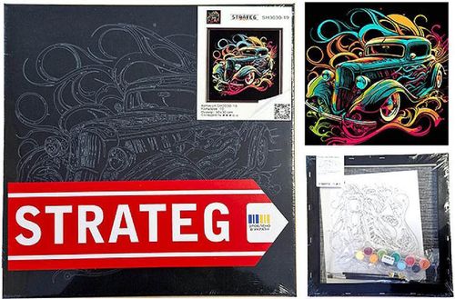 cumpără Tablou pe numere Strateg 57204 Automobil retro 30x30cm (fundal negru) în Chișinău 