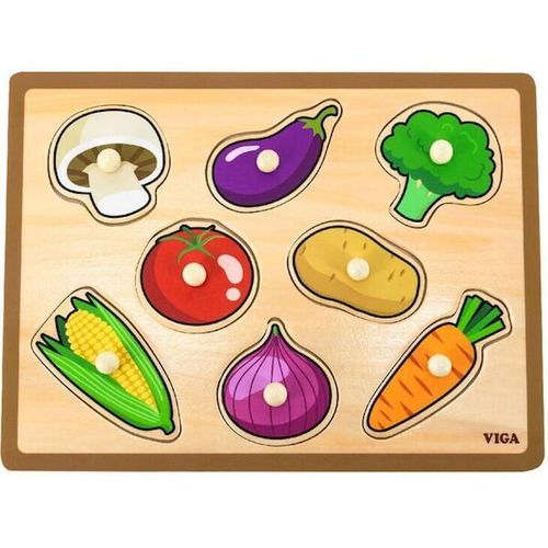 купить Головоломка Viga 44578 Puzzle din lemn cu buton Legume 8 elem. в Кишинёве 