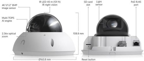 cumpără Cameră de supraveghere Ubiquiti UVC-G6-PRO-DOME-W, UniFi Enterprise G6 Pro Dome în Chișinău 