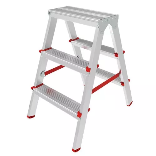 купить Лестница Bau Welt Din aluminiu cu două fețe 3 tr.+ plat. (1.2m) в Кишинёве 