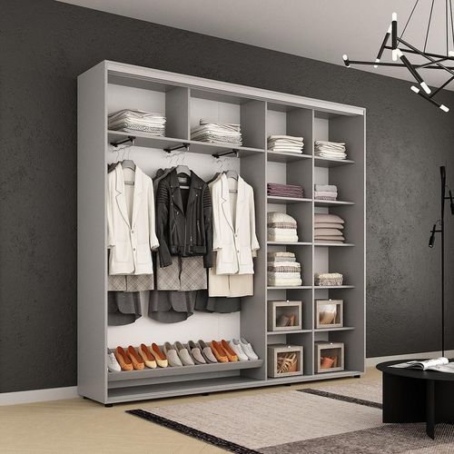 cumpără Dulap Mobildor-Lux Compact uși glisante Oglindă + PAL (230x45x230H cm) Grey în Chișinău 