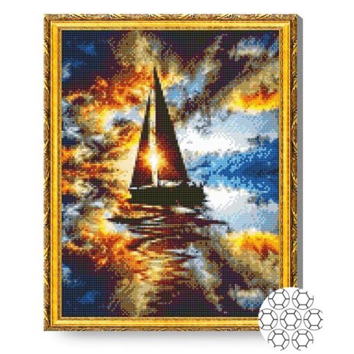 купить Картина по номерам Art Gallery GA79975 Mozaic cu diamante 40x50cm Iaht la apus в Кишинёве 