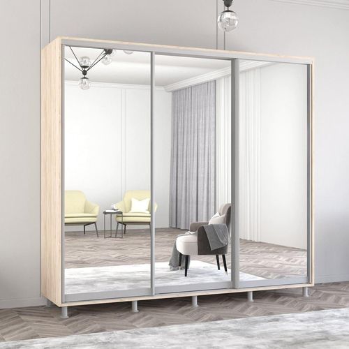 cumpără Dulap Mobildor-Lux Aron uși glisante din oglinzi (240x60x200H cm) Sonoma în Chișinău 