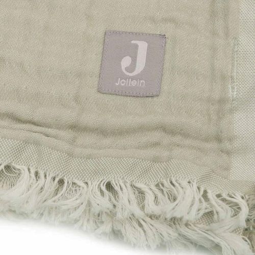 cumpără Set de perne si plapume Jollein 521-557-68014 Paturica Fringe Olive Green/Ivory GOTS, 120x120cm în Chișinău 
