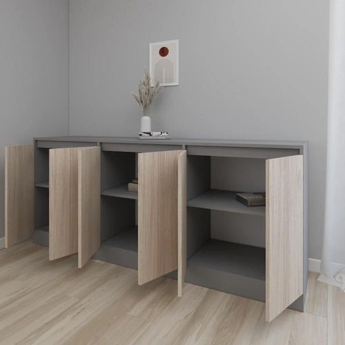 cumpără Comodă Smartex (16493) Т8 200cm Grafit+Stejar Deschis în Chișinău 