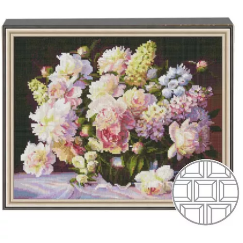 купить Картина по номерам Art Gallery QB204729 Mozaic cu diamante patrate 40x50cm Buchet imens de flori albe в Кишинёве 