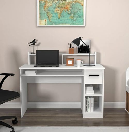 cumpără Masă de birou Trendy Eslem, Alb, 99x55x120cm în Chișinău 