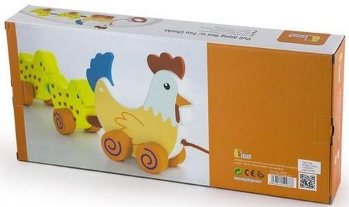 купить Игрушка каталка Viga 50078 Jucărie de tras, cu șiret Găină cu doi pui в Кишинёве 
