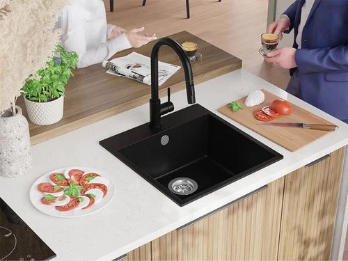 cumpără Chiuvetă bucătărie Primagran Riga 50 Black + accesorii 500x480 MY5KC în Chișinău 