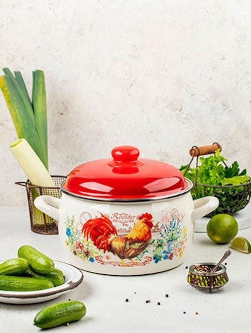 cumpără Cratiță Metalac 54163 emailata Сocoșul de aur 20cm, 4l, capac din metal în Chișinău 