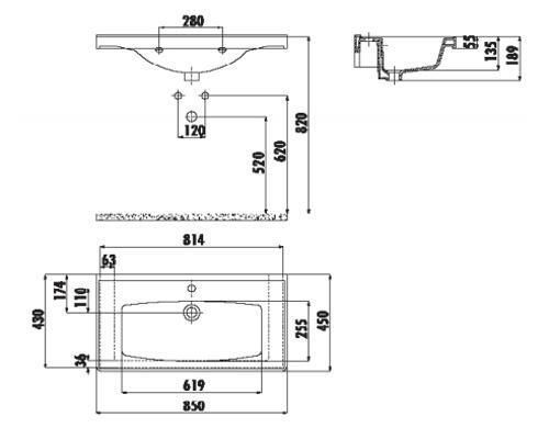 cumpără Lavoar Creavit Sera 85cm TF185 în Chișinău 