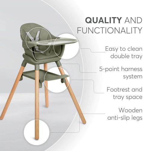 купить Стульчик для кормления Kikka Boo 31004010175 Scaun de masa 6in1 Woody Army Green в Кишинёве 