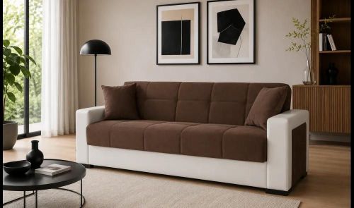 купить Диван Trendy Marmaris, extensibila cu lada de depozitare, 215x80x80cm, Maro/Alb в Кишинёве 