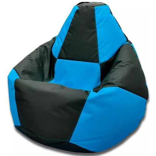 купить Кресло-мешок BeanBag BM5970, Груша Шахматы из Оксфорда 600D, XXL, черный с голубым в Кишинёве 