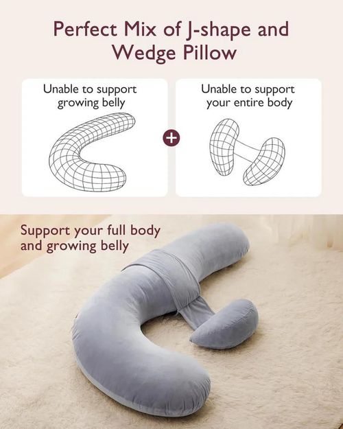 купить Подушка для мам Momcozy PP007-GR00NB-C Perna pentru maternitate in forma F Velvet Grey в Кишинёве 