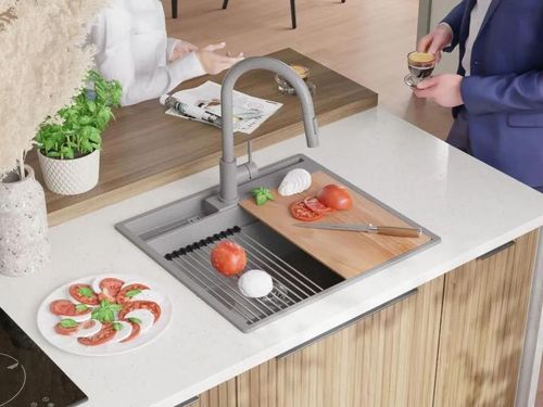 cumpără Chiuvetă bucătărie Primagran Oslo 60 Pocket Multilevel Grey + accesorii 530x580 MOCKG în Chișinău 