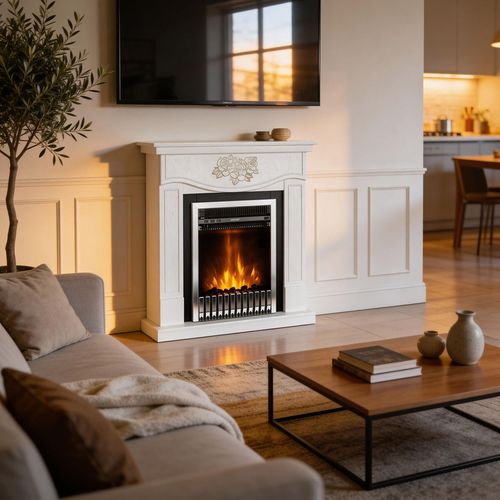 купить Камин электрический ArtFlame Auren & Gala Silver, 950x930x270mm, Alb в Кишинёве 