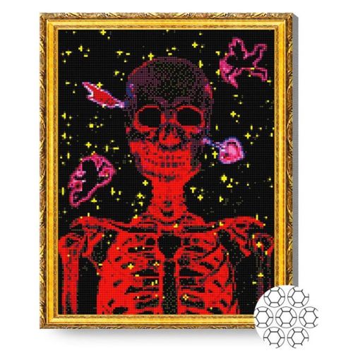 купить Картина по номерам Art Gallery GA81999 Mozaic cu diamante 40x50cm Schelet neon в Кишинёве 