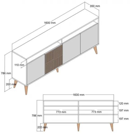 купить Тумба Trendy Milan 160, Nuc, Antracit 160x78x35cm в Кишинёве 