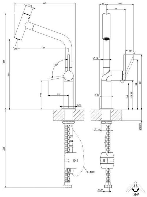 купить Смеситель кухонный Gessi 60313-299 Stelo Matte Black в Кишинёве 