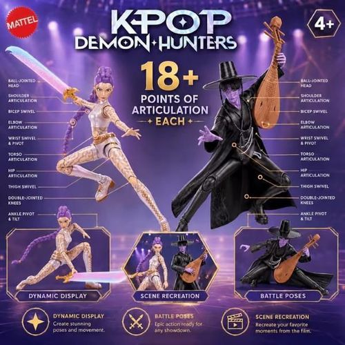 купить Фигурка героя Mattel JRY40 Set figurine Vânătorii de demoni „Rumi și Jinu: Bătălia finală”, 2 buc. в Кишинёве 