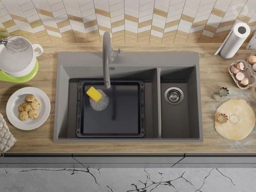 купить Мойка кухонная Primagran Oslo 80 Duo Top Grey + accesorii 530x780 MOVKS в Кишинёве 