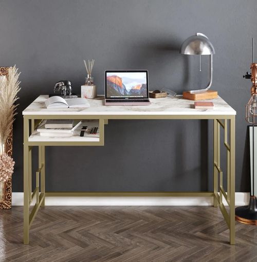 cumpără Masă de birou Trendy Victory, AurAlb, 120x75x60cm în Chișinău 