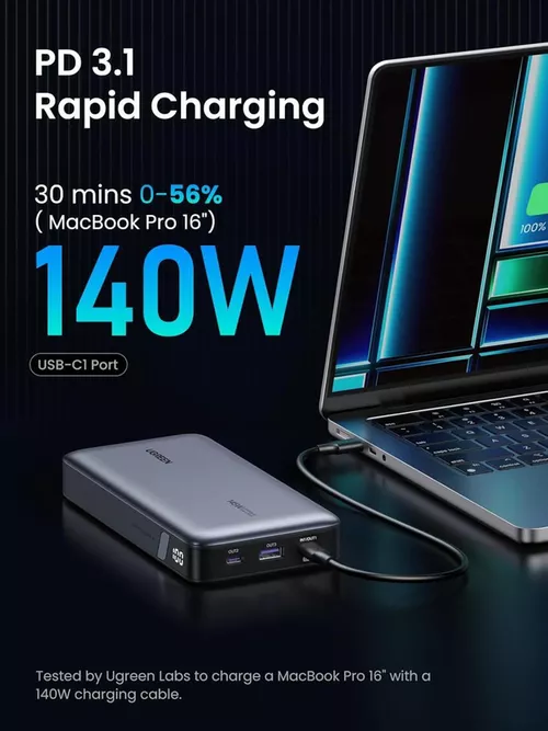cumpără Acumulator extern USB (Powerbank) Ugreen 90597A Flight Approved PD3.1 25000mAh, Grey în Chișinău 