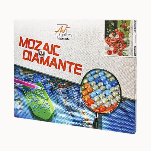 cumpără Tablou pe numere Art Gallery XQB80740 Mozaic cu diamante Maci si romanite proaspete 30x40cm în Chișinău 