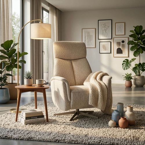 купить Кресло Deco Recliner Taren ROM-010 Beige (Royal Boucle Natural) в Кишинёве 