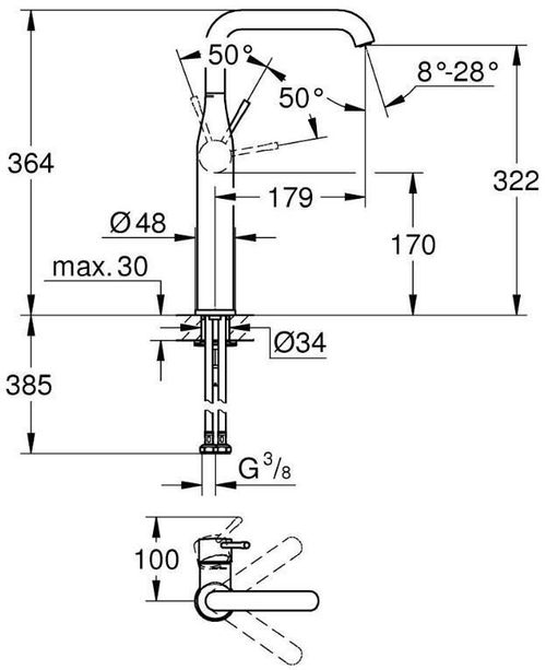 купить Смеситель для умывальника Grohe Essence Phantom Lavoar XL Black 24170KF1 в Кишинёве 