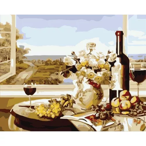 купить Картина по номерам Richi R10A/31 (07305) Mozaic cu diamante Pahare de vin și fructe 40x50 в Кишинёве 
