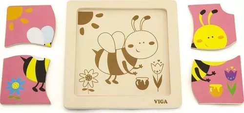 купить Головоломка Viga 50138 Mini-puzzle din lemn Albina в Кишинёве 
