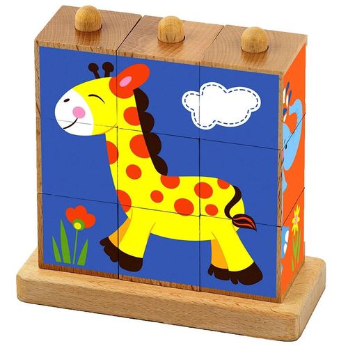 купить Игрушка Viga 50834 Puzzle-cuburi Animale sălbatice в Кишинёве 