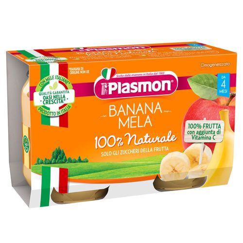 Plasmon пюре из яблок и бананов (4+ мес) 2 x 104 г 