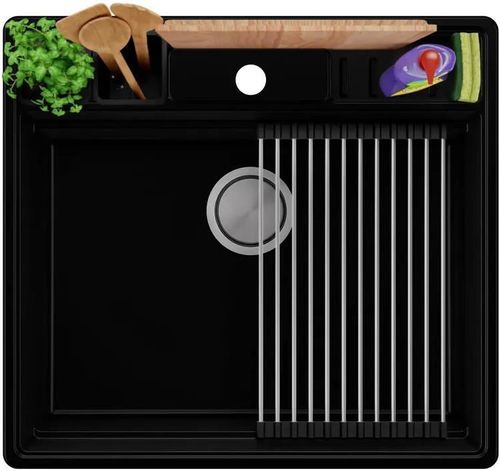 cumpără Chiuvetă bucătărie Primagran New York Multispace 60 Black + accesorii 580x530 MNAKC#N în Chișinău 